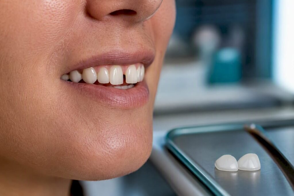 Sorriso con diastema e faccette in ceramica