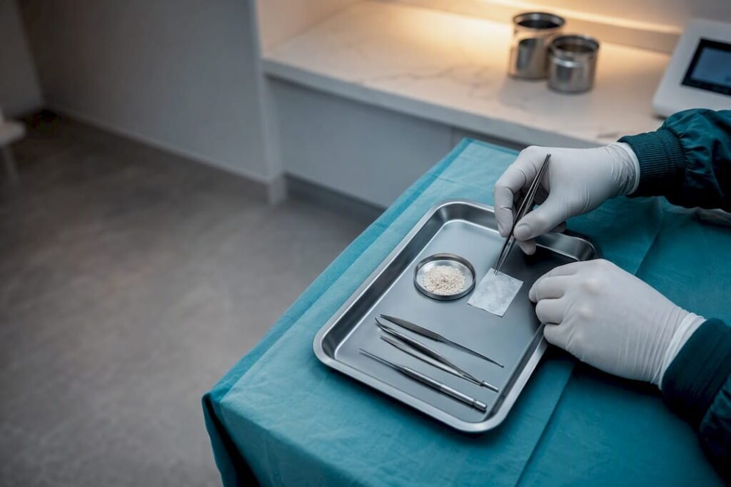 Preparazione sterile di innesto osseo dentale