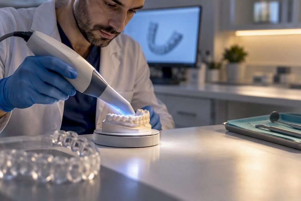 Scanner intraorale e bordo degli aligner trasparenti